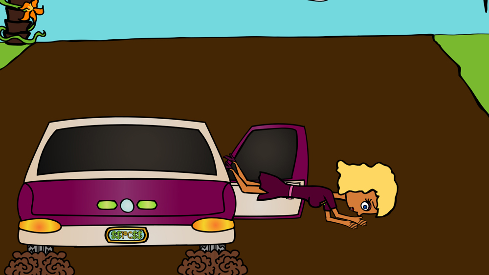 Pristine Christine showing that she is a woman of action a screenshot from the animated cartoon series Pancake Paradise!