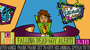 Chicken Patty lounging in her chair while giving a PcP News Special Report from the animated cartoon series Pancake Paradise!