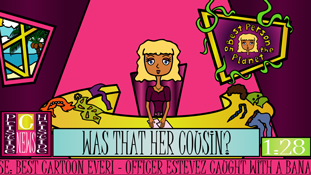 Pristine Christine taking over the news a screenshot from the animated cartoon series Pancake Paradise!