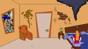 Frank Frank realizing he has fucked up and getting the hell out of there a screenshot from the animated cartoon series Pancake Paradise!