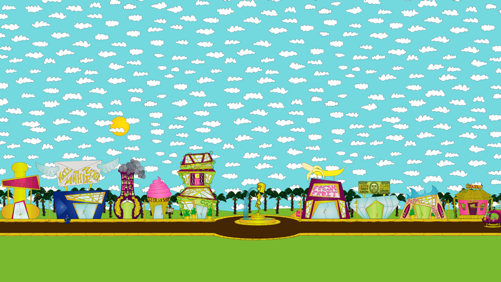 A Pristine Christinized version of downtown Pancake Paradise a screenshot from the animated cartoon series Pancake Paradise!